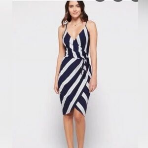 Market & Spruce Navy and White Diagonal Stripe Dress